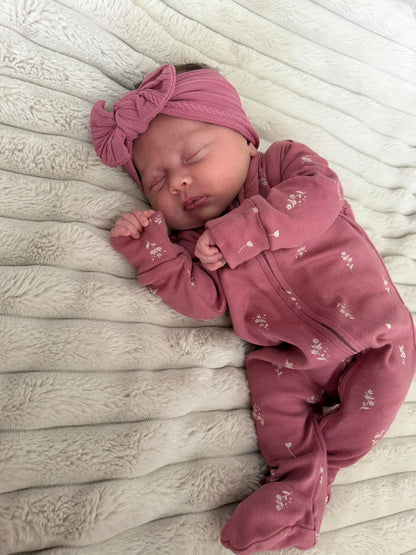 Dark Berry Smaller Bow Headband For Newborns to 3 Years  Old - Image 5