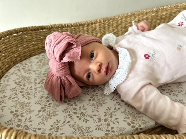 Darker Dusty Pink Larger Bow Headband Designed For Babies - Image 4