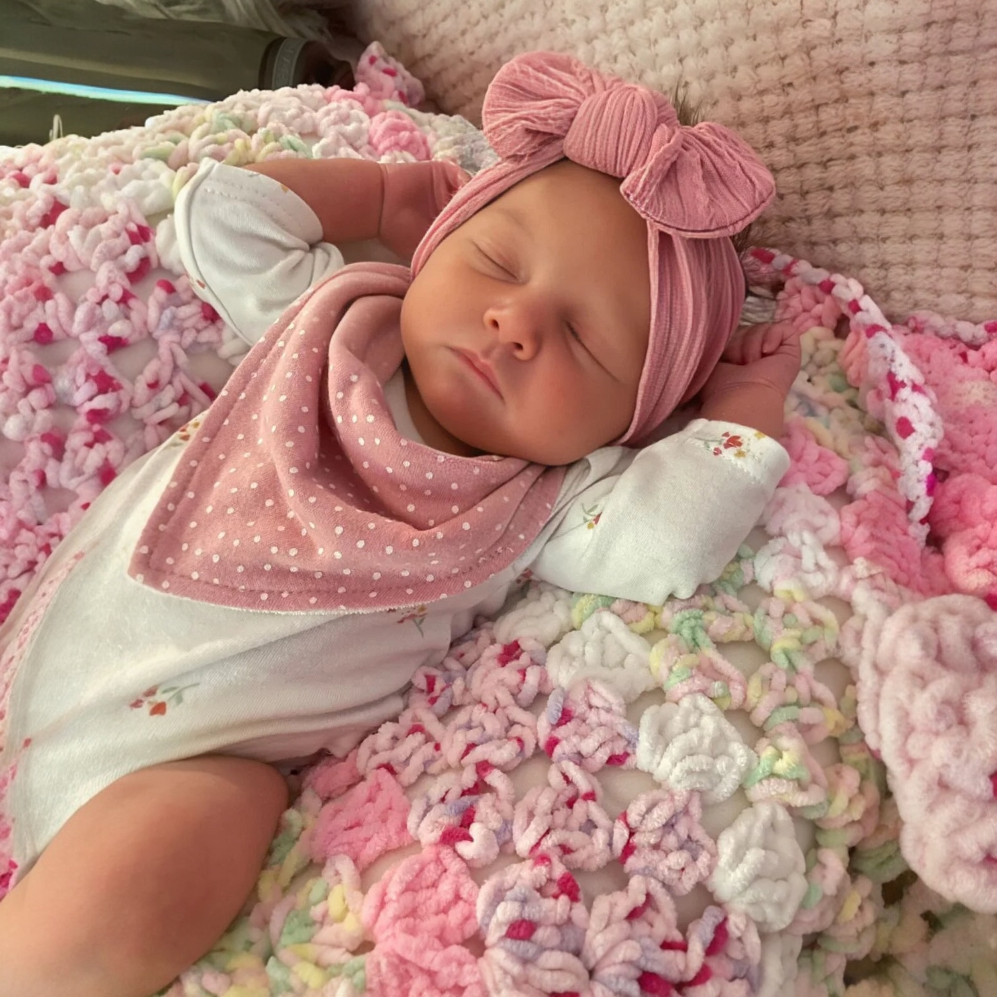 Darker Dusty Pink Smaller Bow Headband Designed For Babies - Image 3