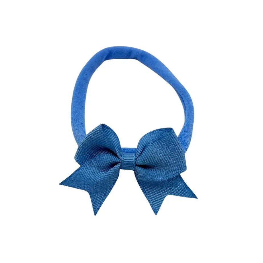 Deep Blue 2 inch Kiss Dainty Bow Headband For Baby Girls - Image 1