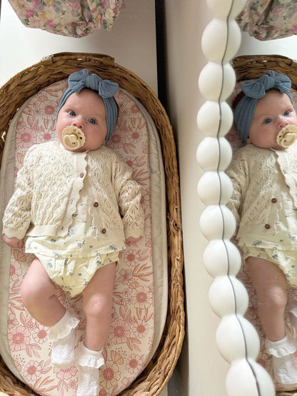 Denim Blue Smaller Bow Headband For Babies to Toddlers - Image 2