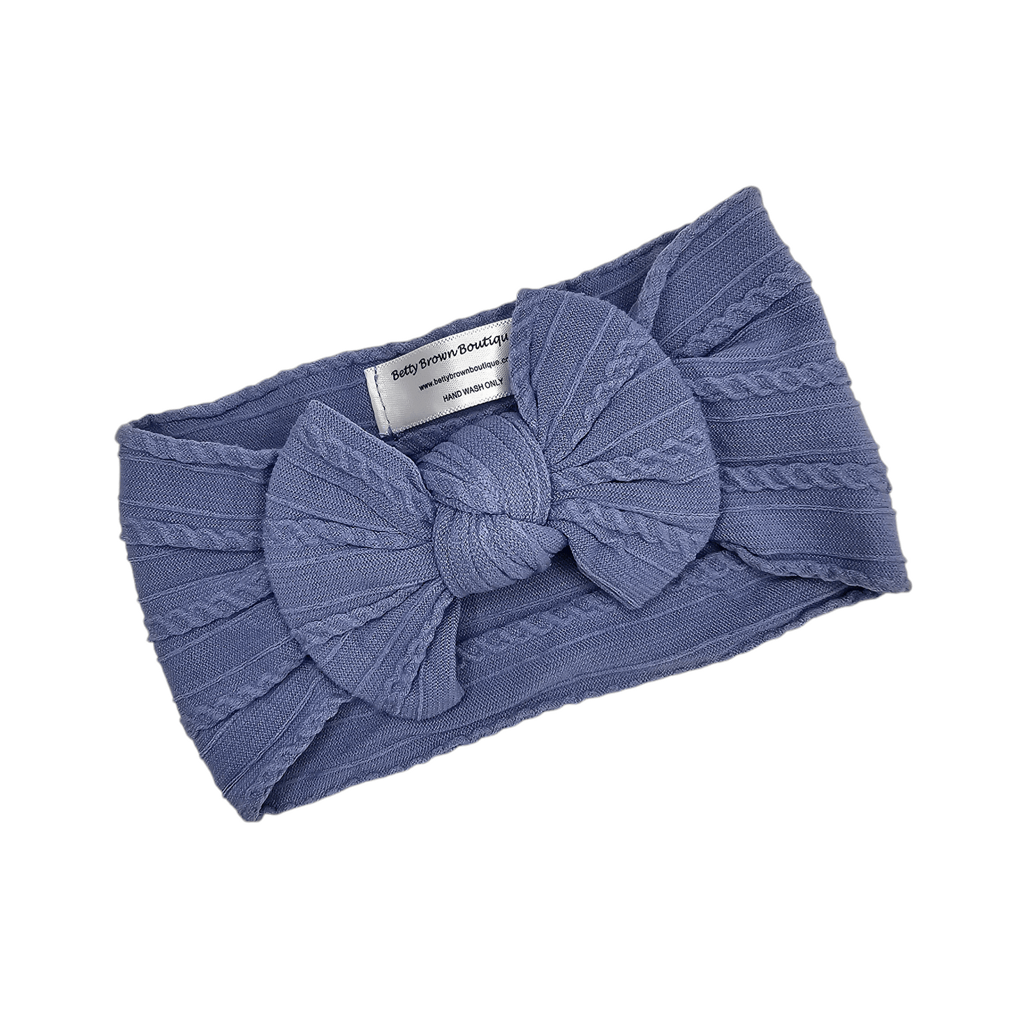 Denim Blue Smaller Bow Headband For Babies to Toddlers - Image 3