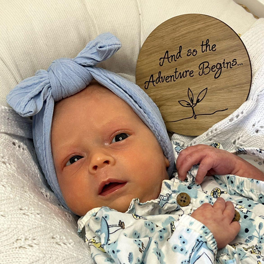 Denim Blue Smaller Bow Headband For Babies to Toddlers - Image 1