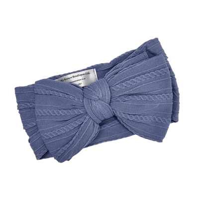 Denim Blue Larger Bow Headband Designed For Baby Girls - Image 2