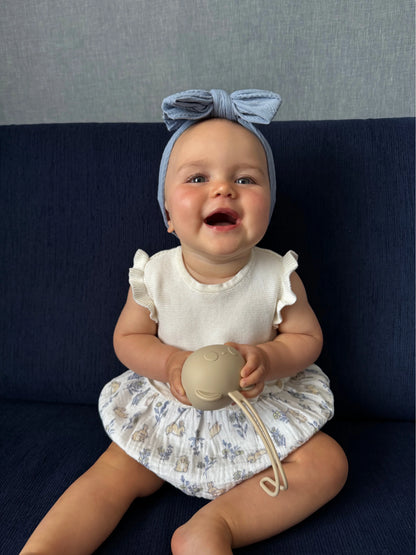 Denim Blue Larger Bow Headband Designed For Baby Girls - Image 5