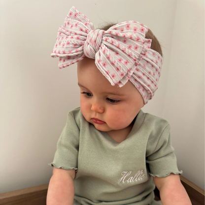 Ditsy Flower Pattern Larger Bow Cable Knit Headband