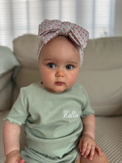 Ditsy Flower Larger Bow Headband For Newborns to 3 Years Old - Image 4