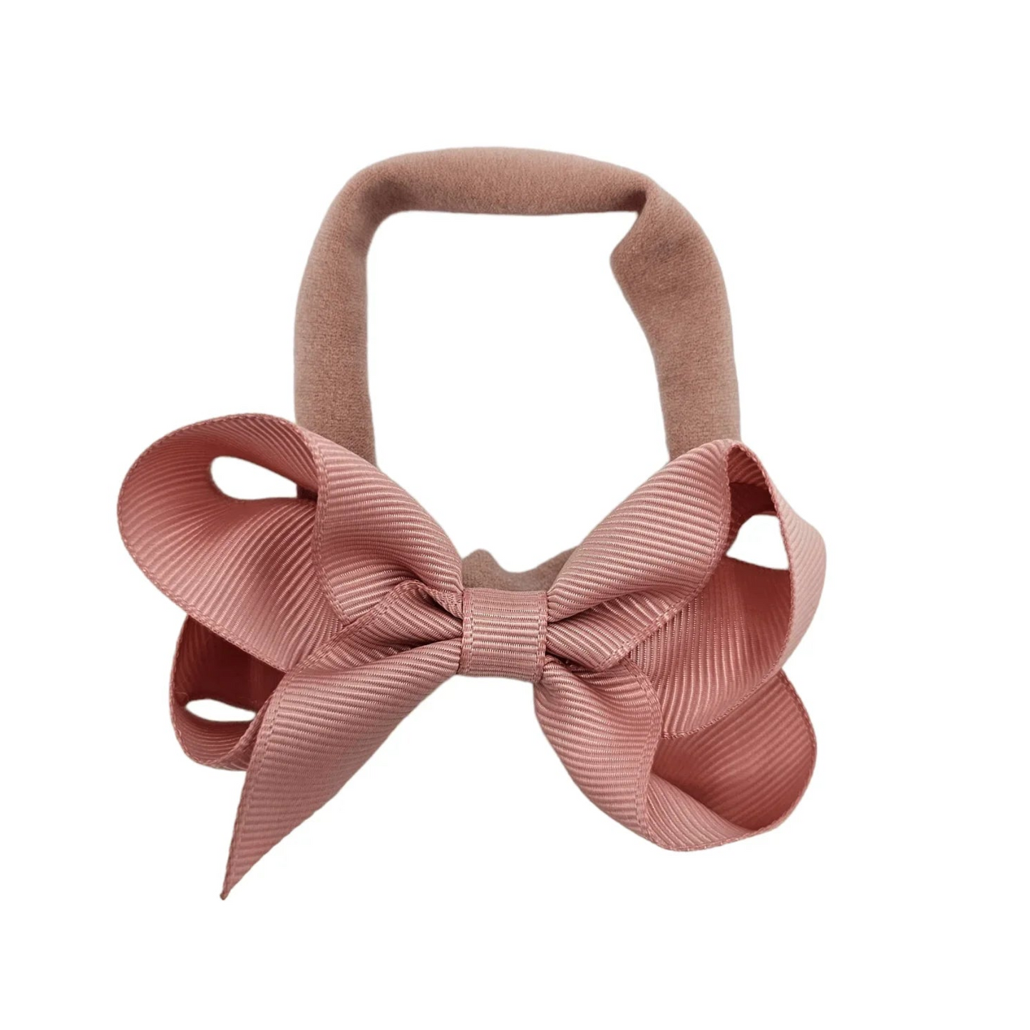 Dusty Pink 3 Inch Baby Bow Headband For Newborns to Toddler - Image 2