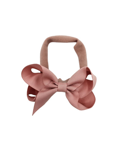 Dusty Pink 3 Inch Baby Bow Headband For Newborns to Toddler - Image 3
