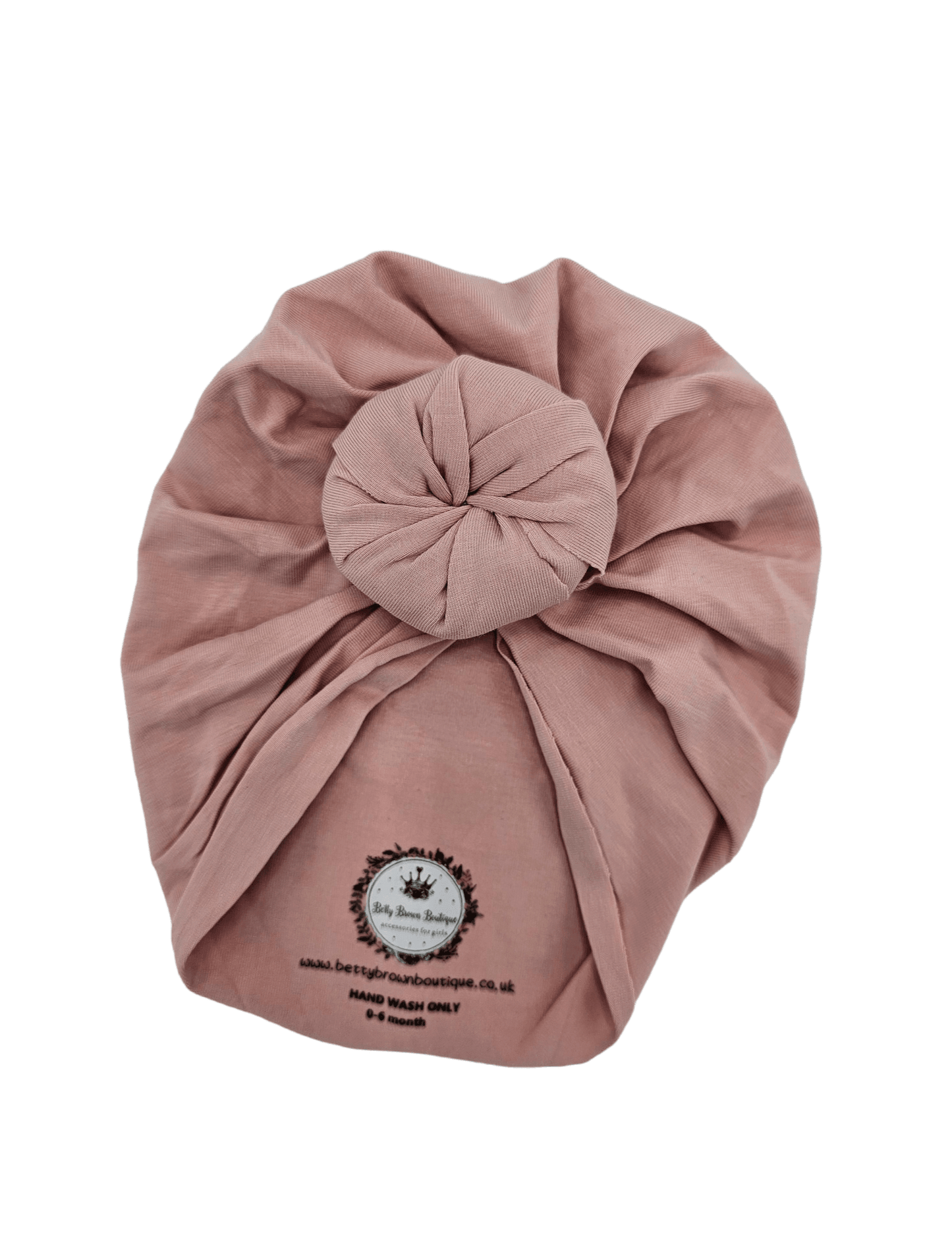 Dusty Pink Turban Hat with Donut For Newborns to 6 Months Old - Image 2