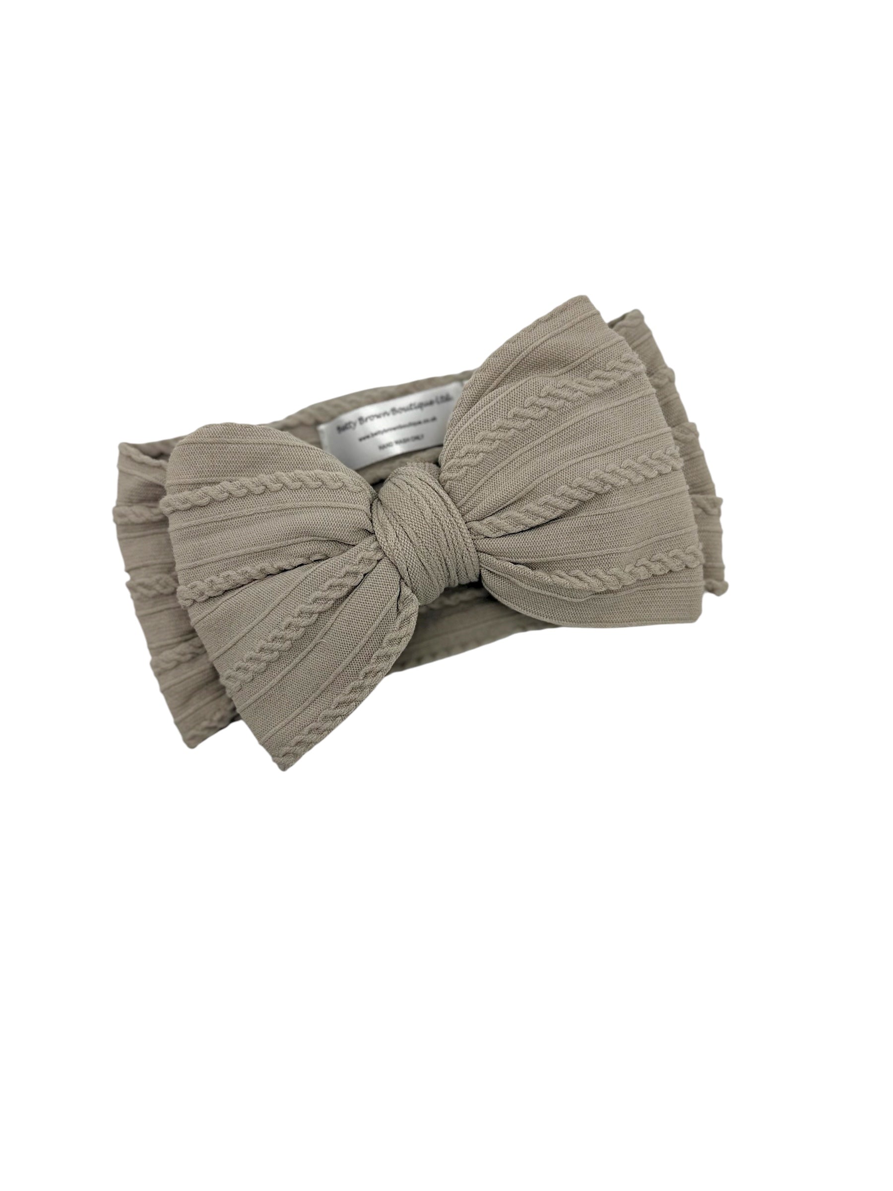Elephant Grey Larger Bow Headband Suitable From Newborn - Image 1