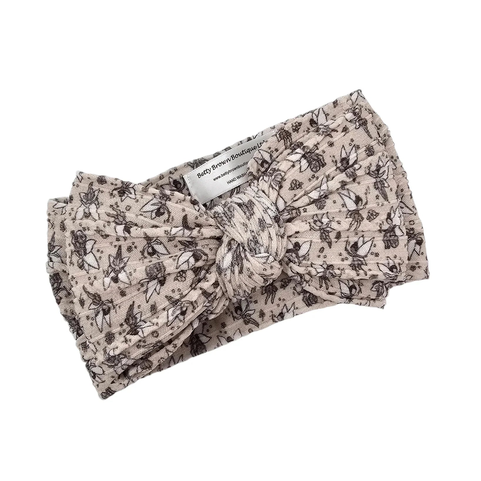 Fairy Print Larger Bow Headband For Newborns to Age 3 - Image 1