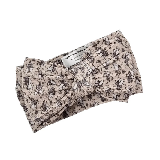 Fairy Print Larger Bow Headband For Newborns to Age 3 - Image 1