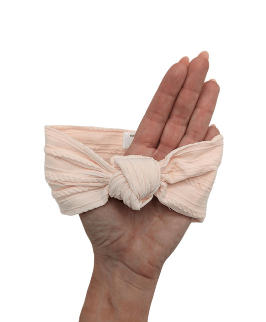 Baby Pink Knot Style Cable Knit Headband