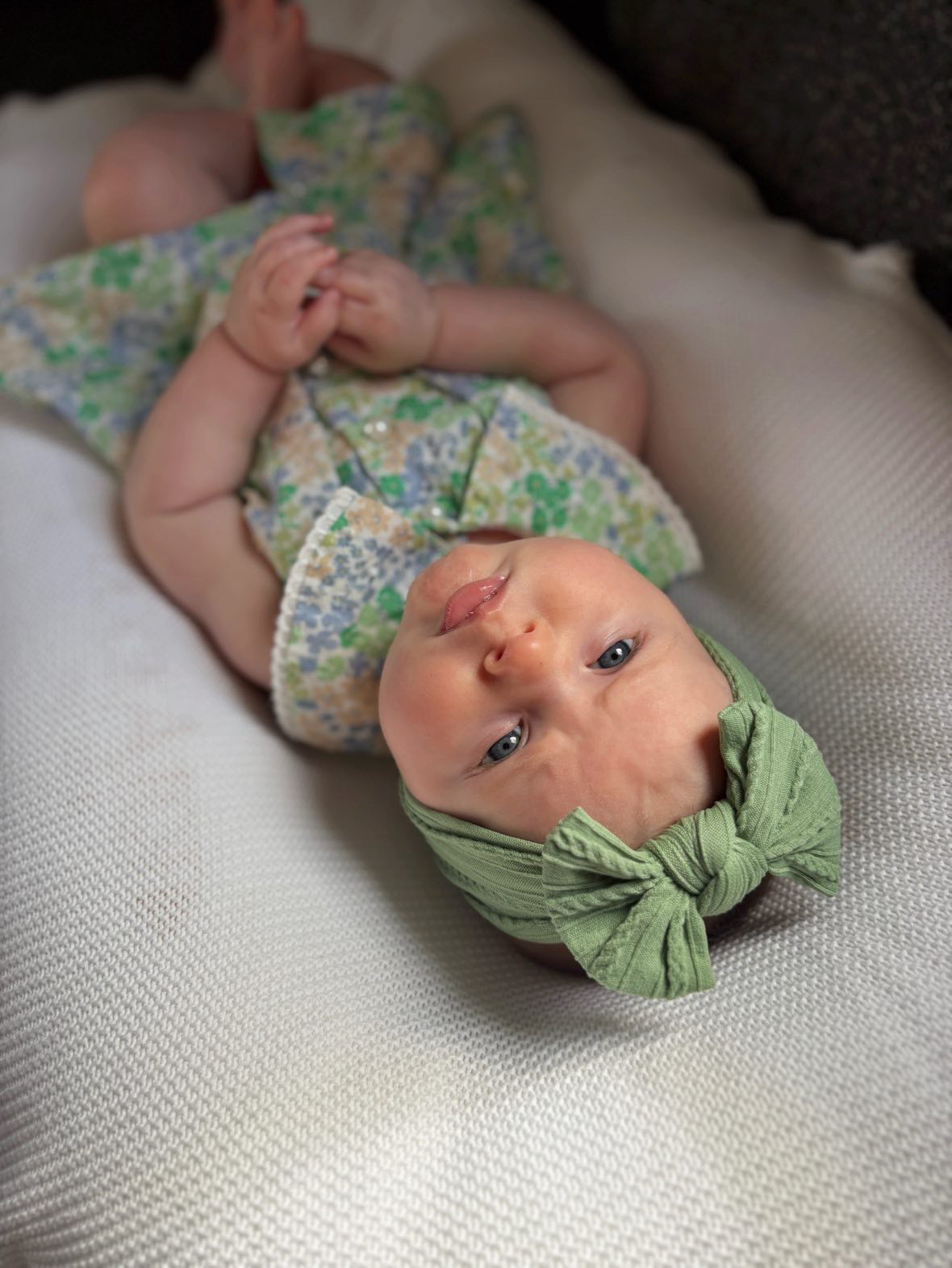 Fern Green Smaller Bow Headband For Babies From Newborn  - Image 4