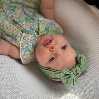 Fern Green Smaller Bow Headband For Babies From Newborn  - Image 1