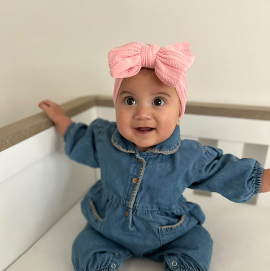 Flamingo Pink Larger Bow Headband Suitable From Newborn - Image 1