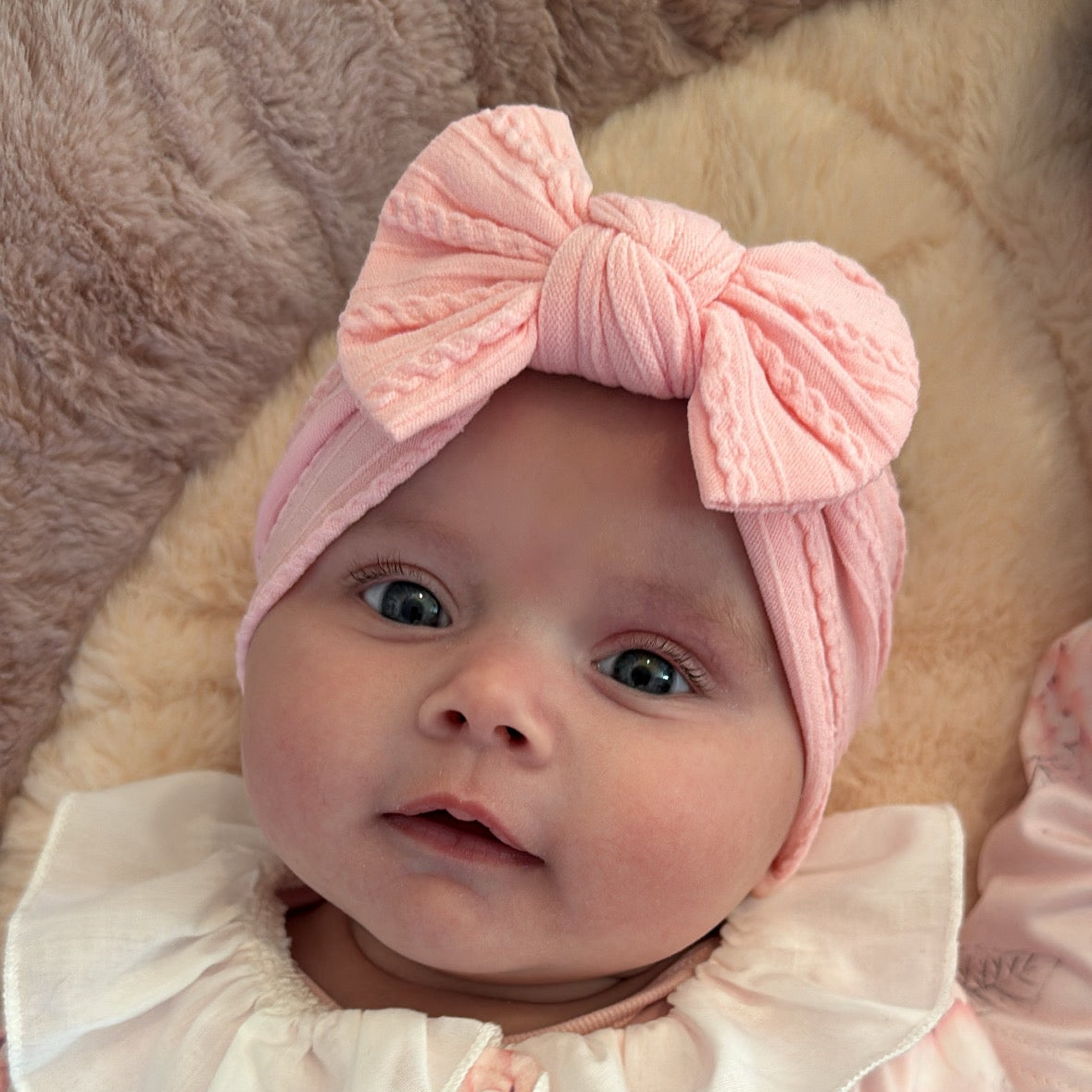 Flamingo Pink Smaller Bow Headband For Newborns to Toddlers - Image 1