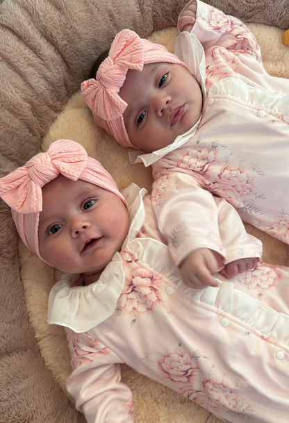Flamingo Pink Smaller Bow Headband For Newborns to Toddlers - Image 3