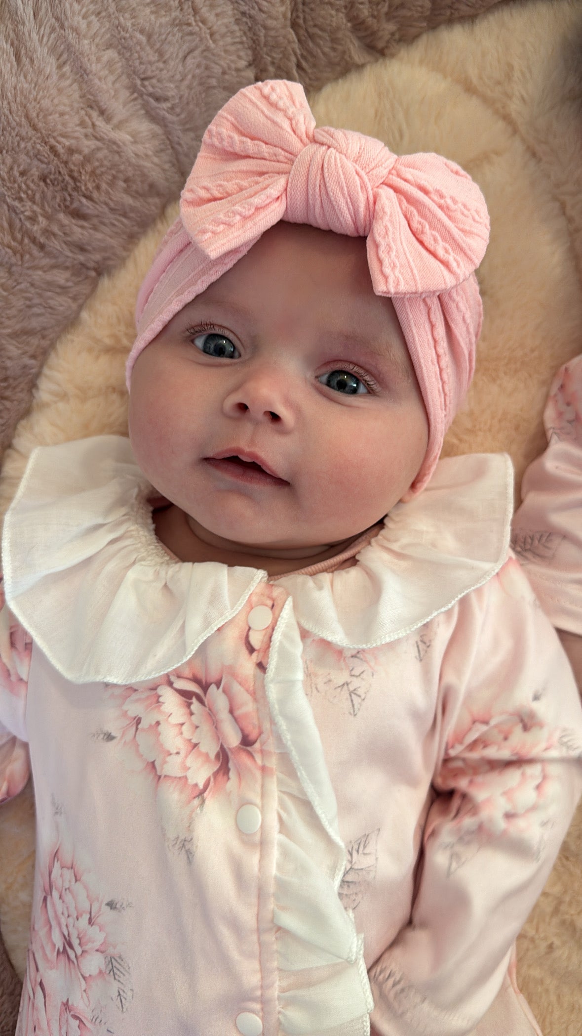 Flamingo Pink Smaller Bow Headband For Newborns to Toddlers - Image 5