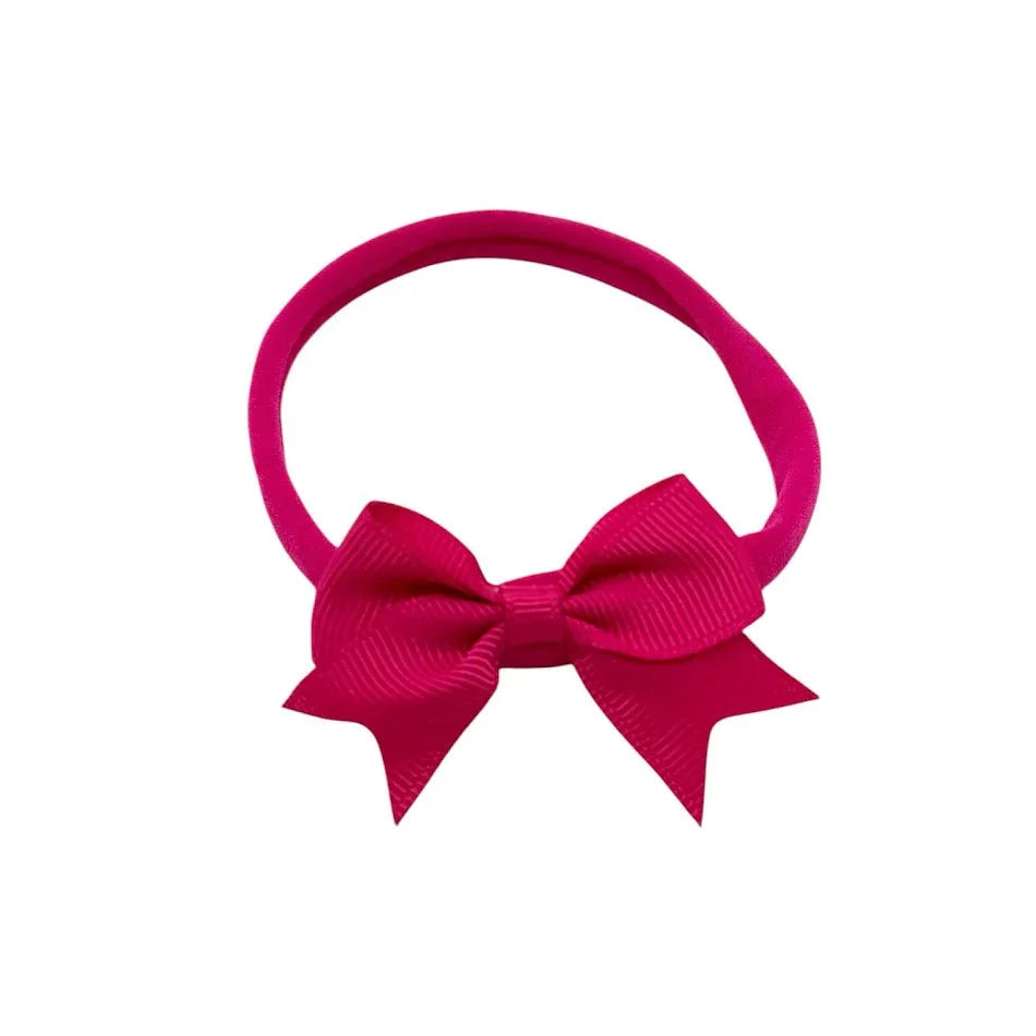 Fuchsia Pink 2 inch Kiss Dainty Bow Headband For Baby Girls - Image 1