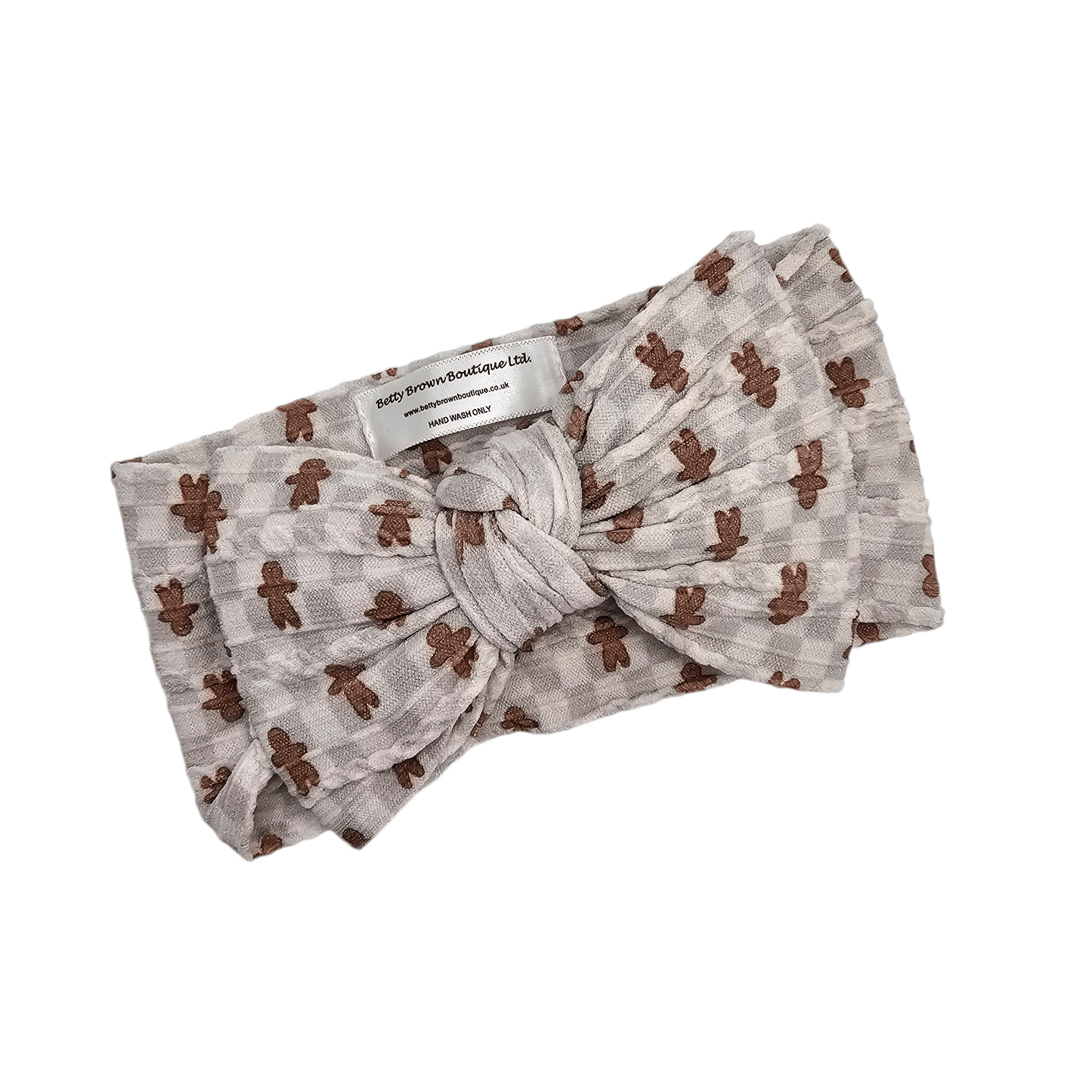 Gingham Gingerbread Man Christmas Larger Bow Headband - Image 1