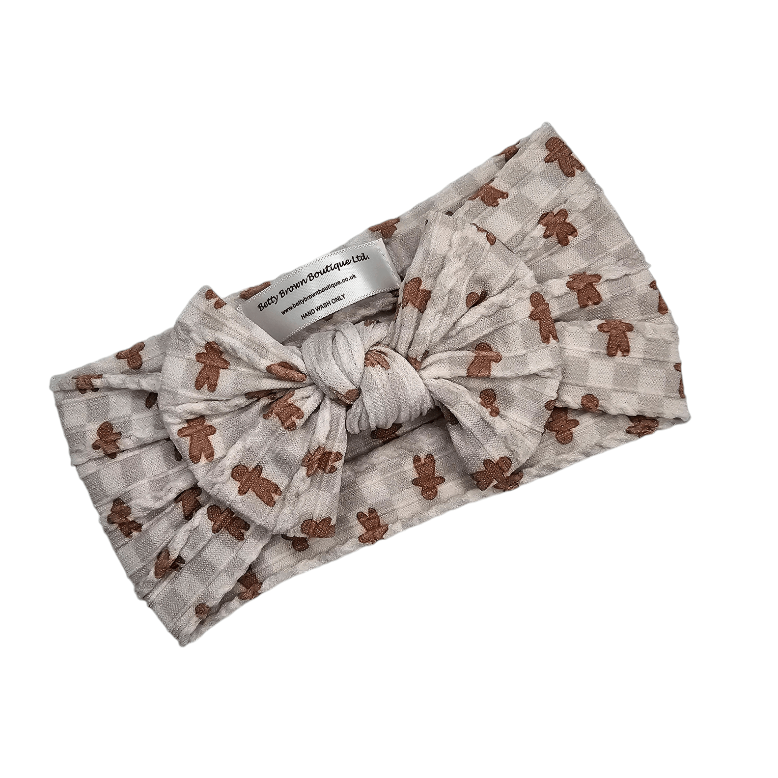 Gingham Gingerbread Man Christmas Smaller Bow Headband - Image 2