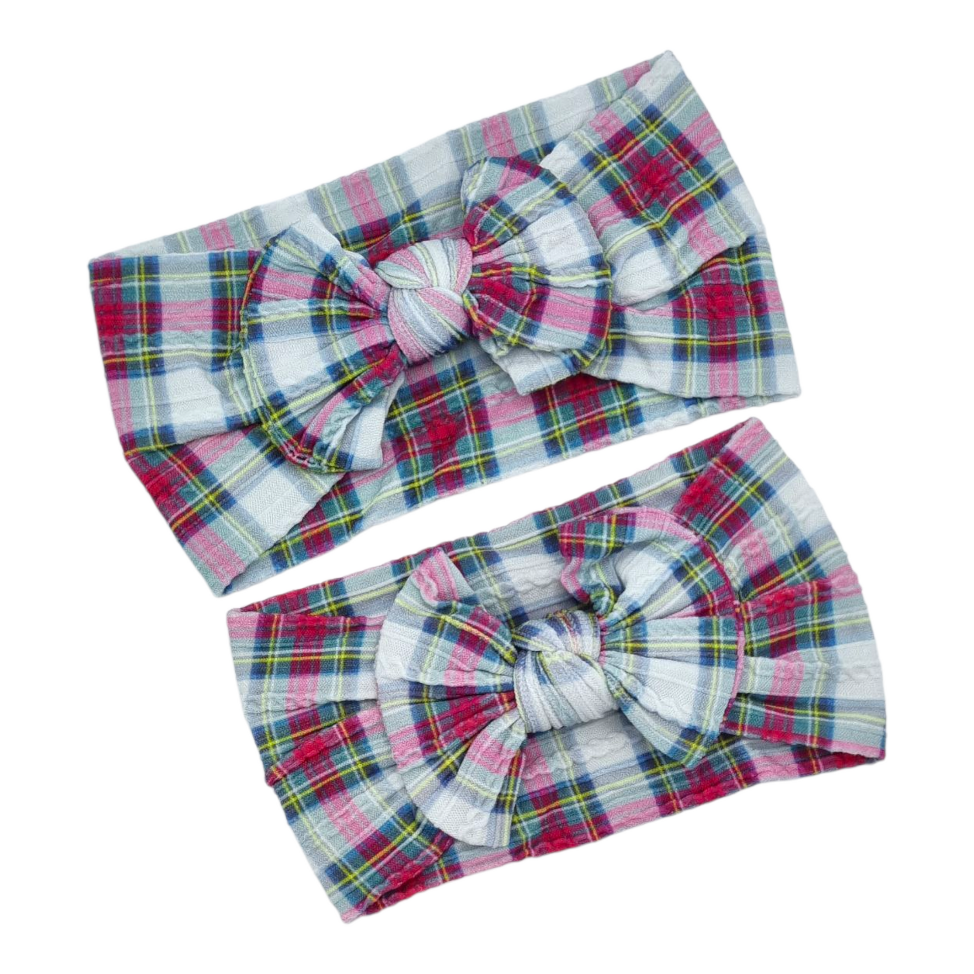Christmas Green & Red Tartan Mummy & Baby Matching Headbands - Image 1