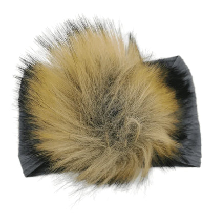 Grey Faux Fur Pom Headband Designed for Babies to Toddlers - Image 2