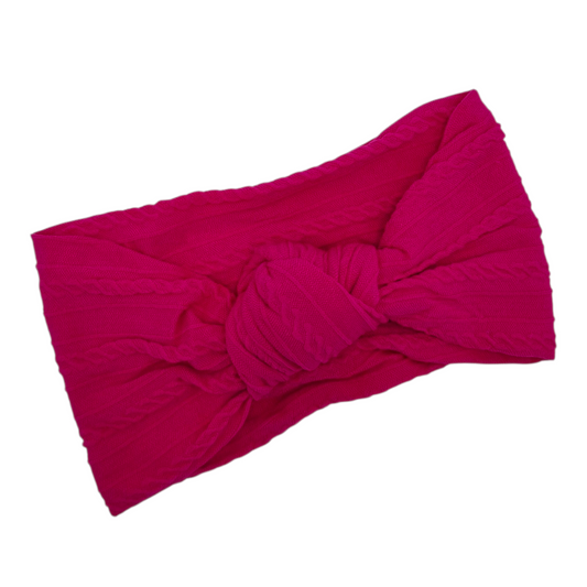 Hot Pink Knot Style Headband For Newborns to Age 3 - Image 1