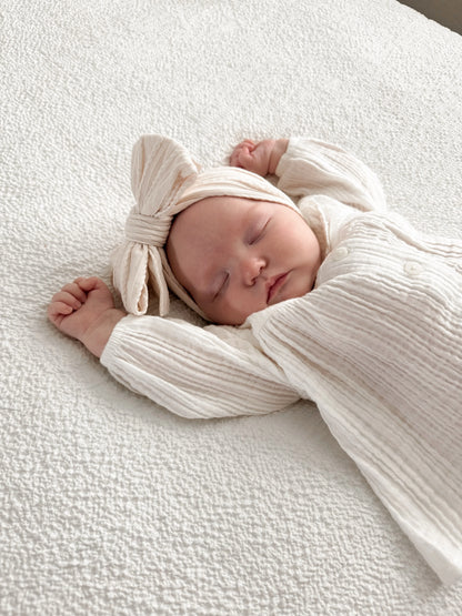 Ivory Larger Bow Headband For Girls From Newborns to Age 3 - Image 3