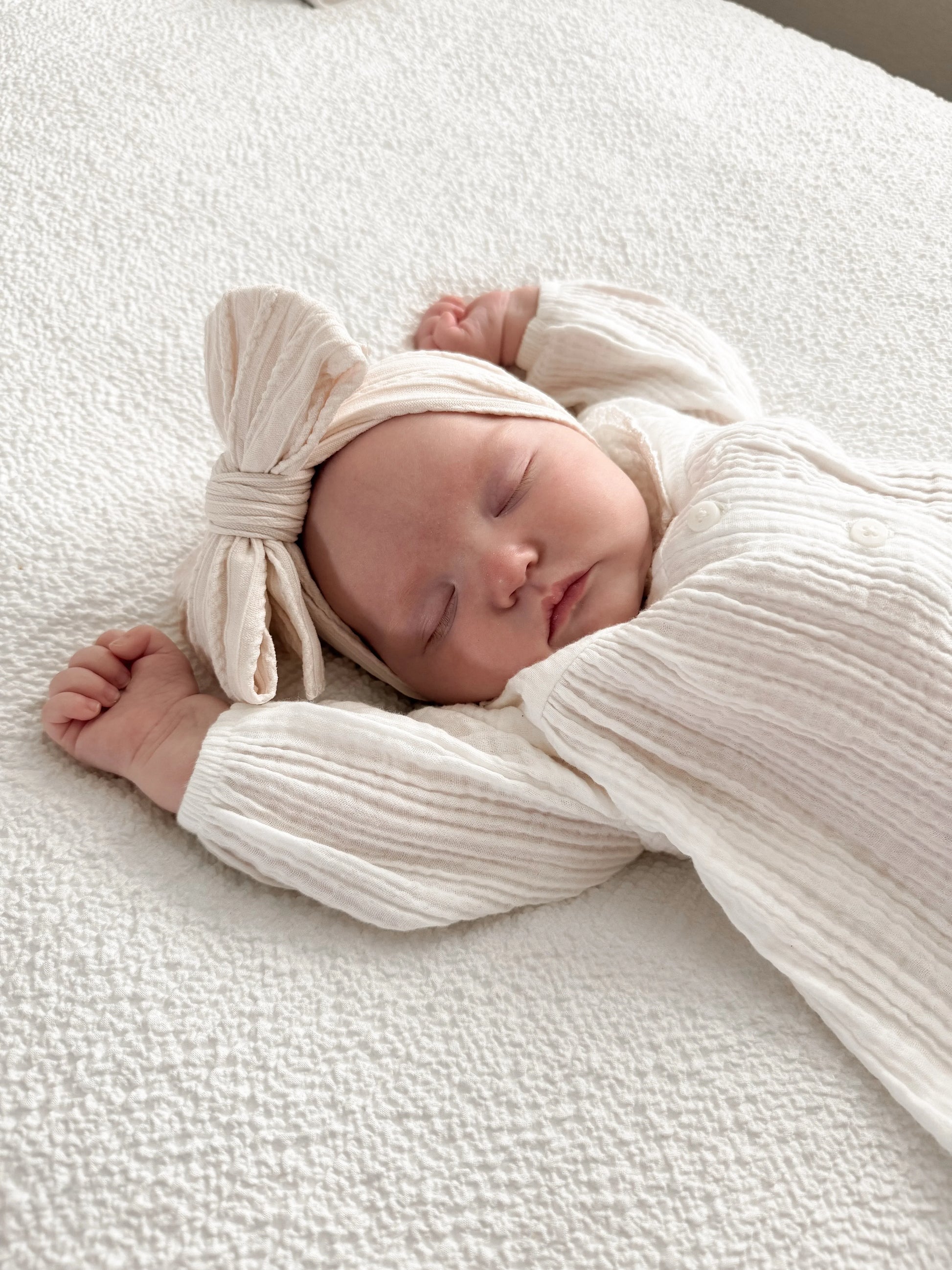 Ivory Larger Bow Headband For Girls From Newborns to Age 3 - Image 4