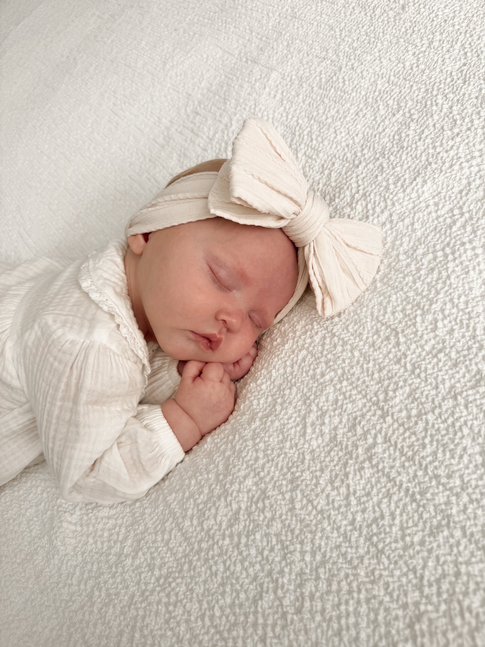 Ivory Larger Bow Headband For Girls From Newborns to Age 3 - Image 5