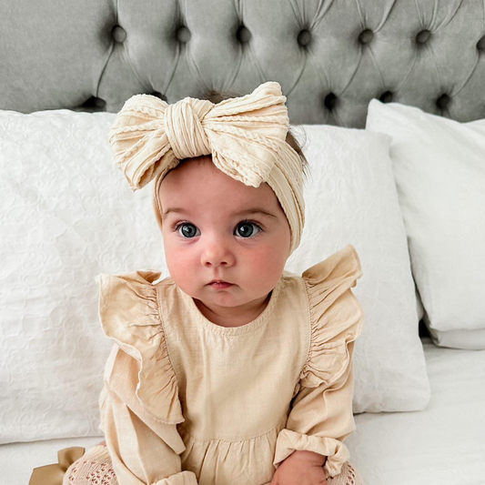 Latte Larger Bow Headband For Babies From Newborn - Image 1