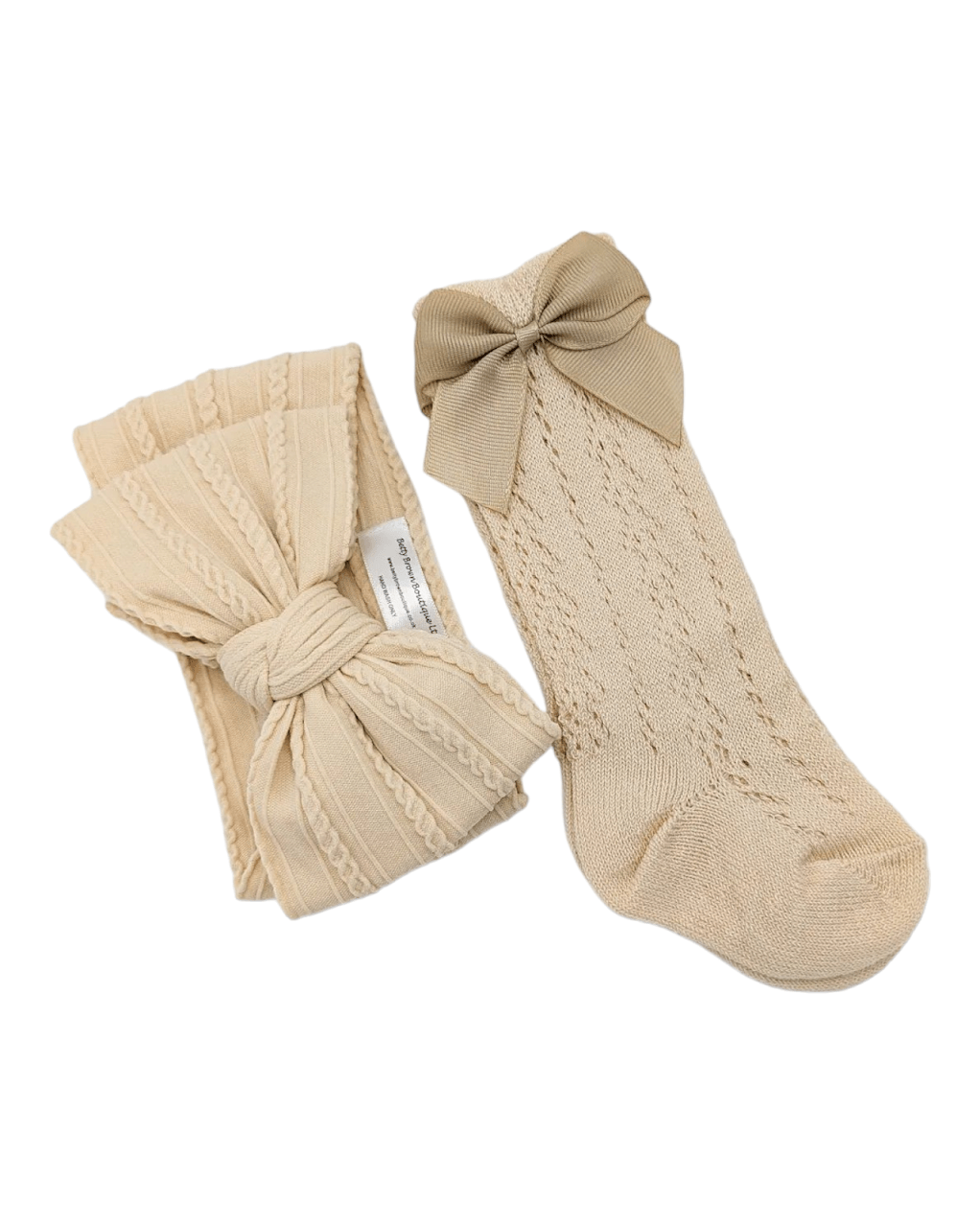 Latte Larger Headband & Socks Set For 6-24 Months Old - Image 1