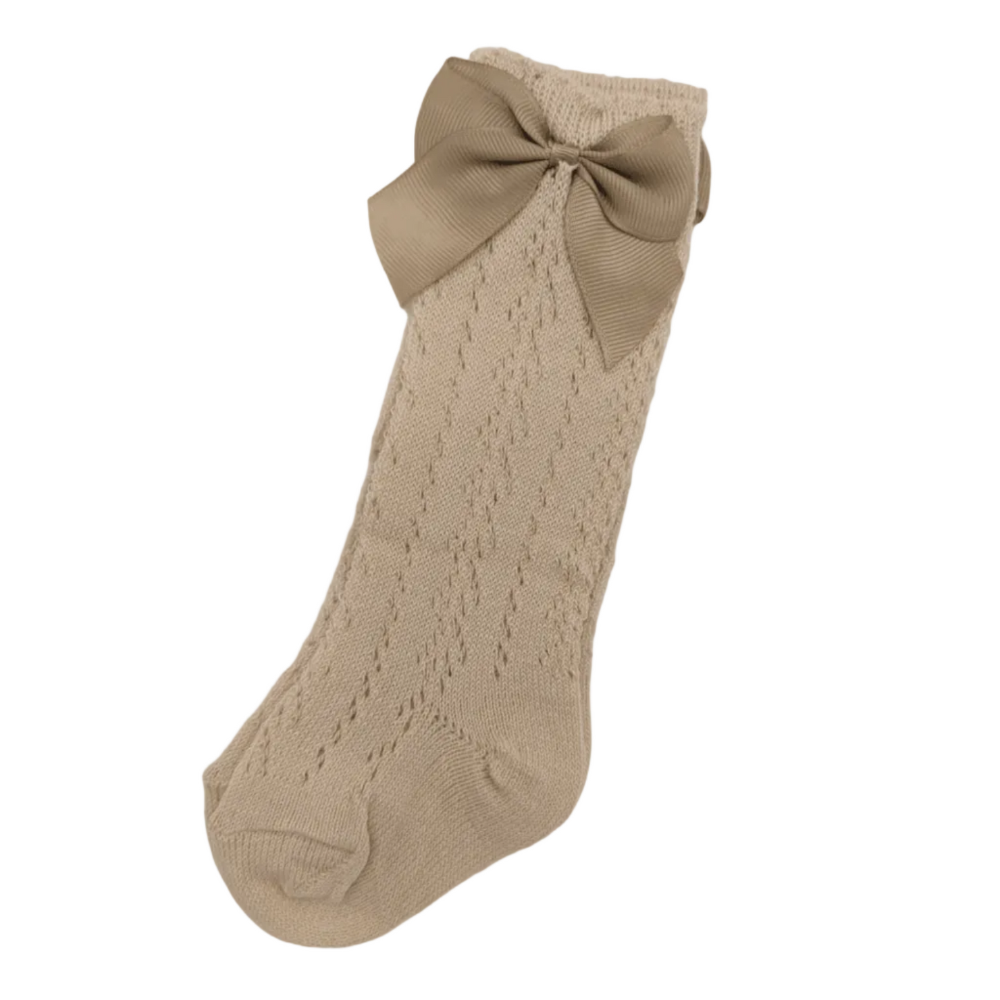 Latte Knee High Baby Socks With Bow For 6-24 Months Old - Image 1