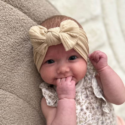 Latte Smaller Bow Headband For Newborn Babies to 3 Years Old - Image 1