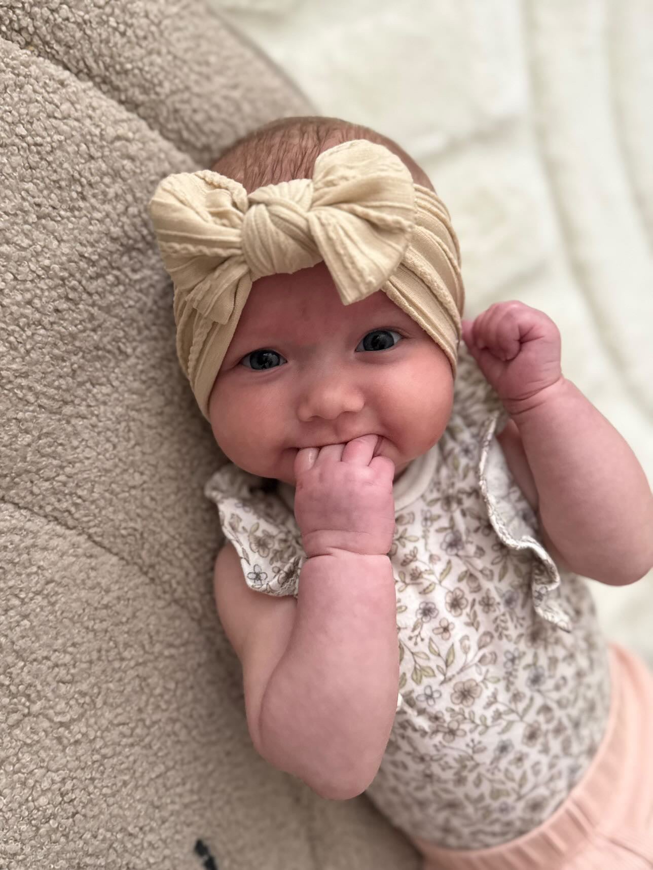 Latte Smaller Bow Headband For Newborn Babies to 3 Years Old - Image 1