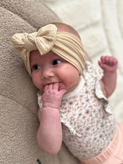 Latte Smaller Bow Headband For Newborn Babies to 3 Years Old - Image 2