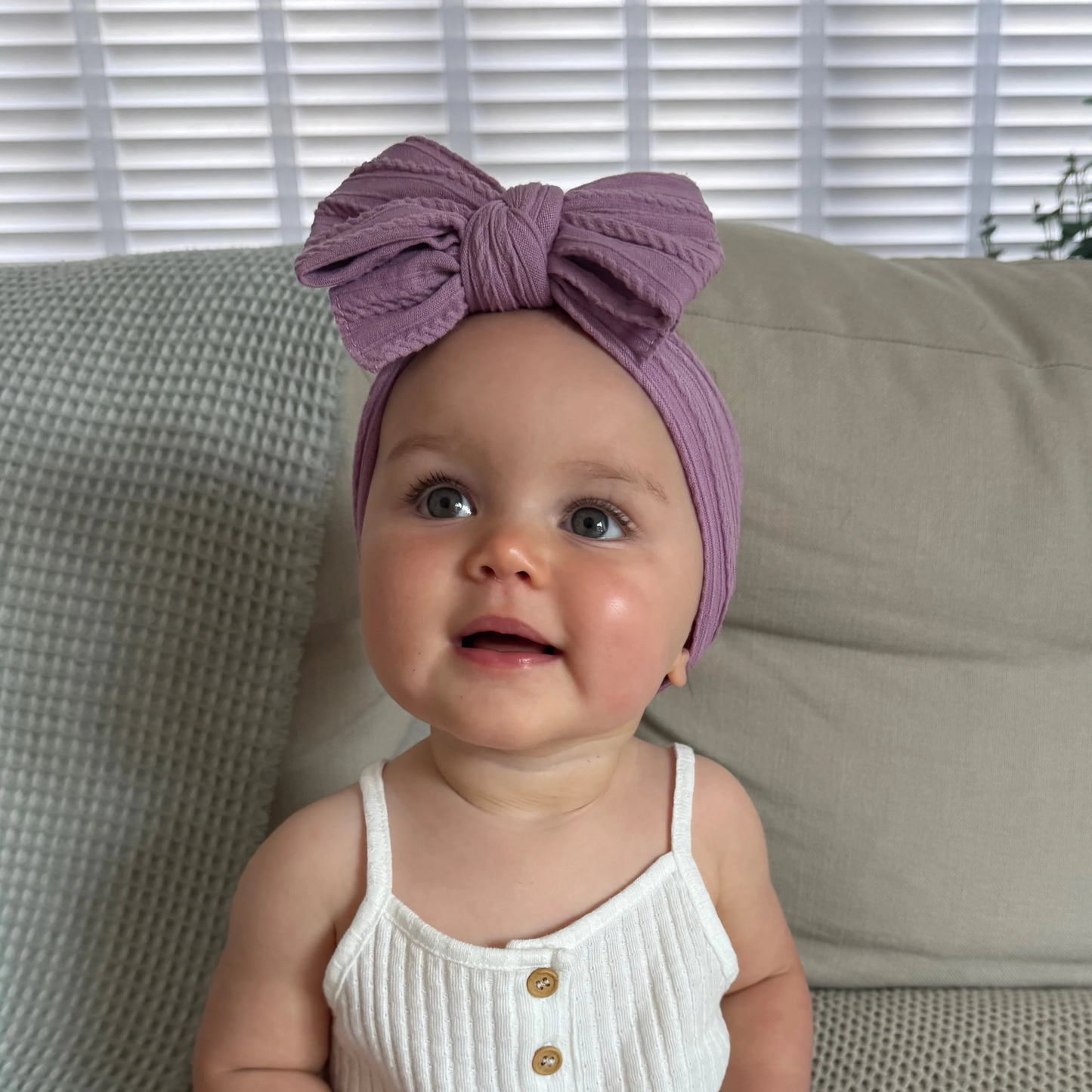 Lavender Larger Bow Headband Suitable For Newborns to Age 3 - Image 1