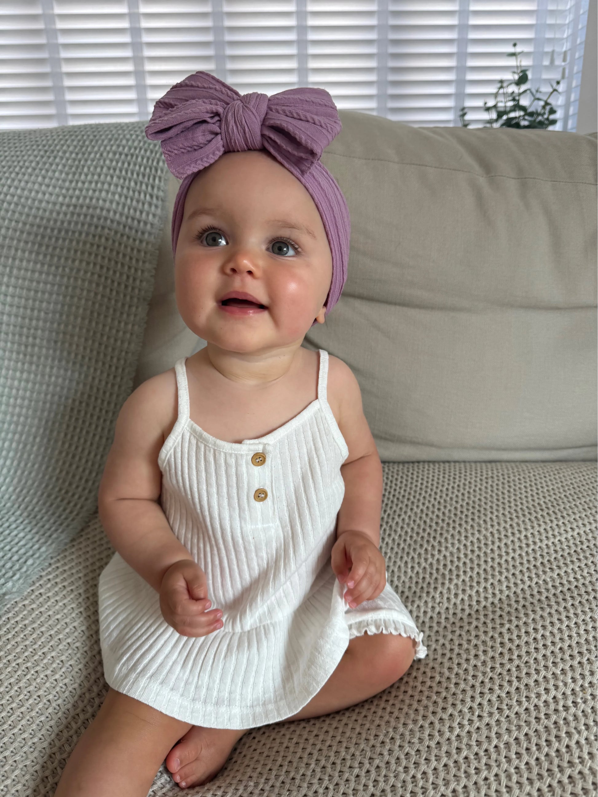 Lavender Larger Bow Headband Suitable For Newborns to Age 3 - Image 3