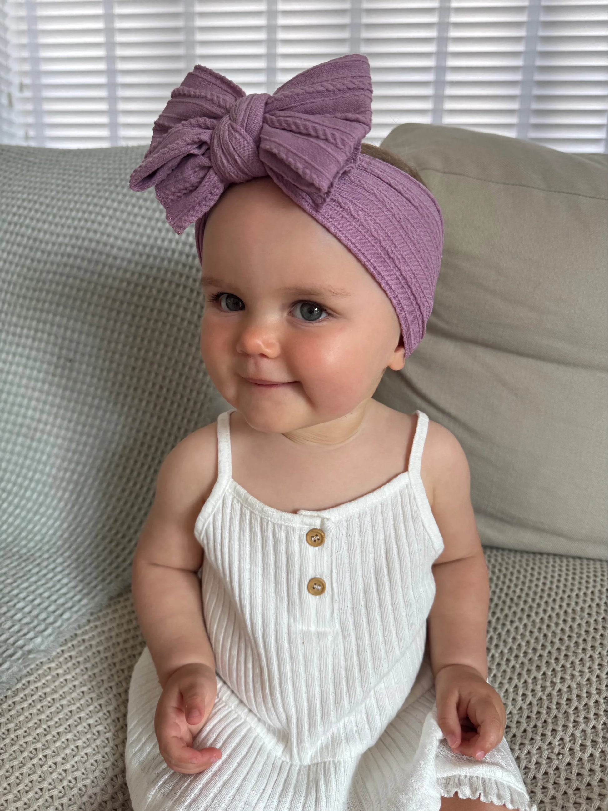Lavender Larger Bow Headband Suitable For Newborns to Age 3 - Image 5