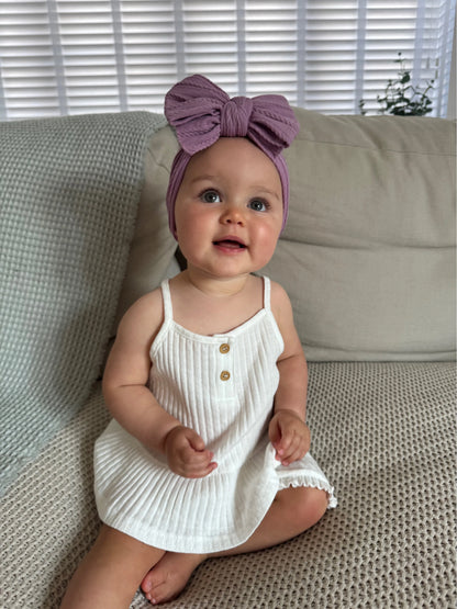 Lavender Larger Bow Headband Suitable For Newborns to Age 3 - Image 2