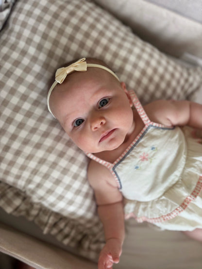Lemon 2 inch Dainty Double Baby Bow On Headband For Newborns - Image 6
