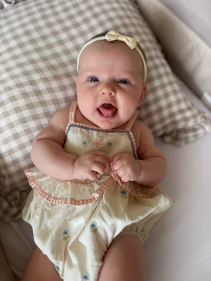 Lemon 2 inch Dainty Double Baby Bow On Headband For Newborns - Image 5