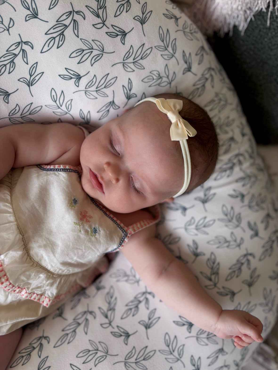 Lemon 2 inch Dainty Double Baby Bow On Headband For Newborns - Image 3