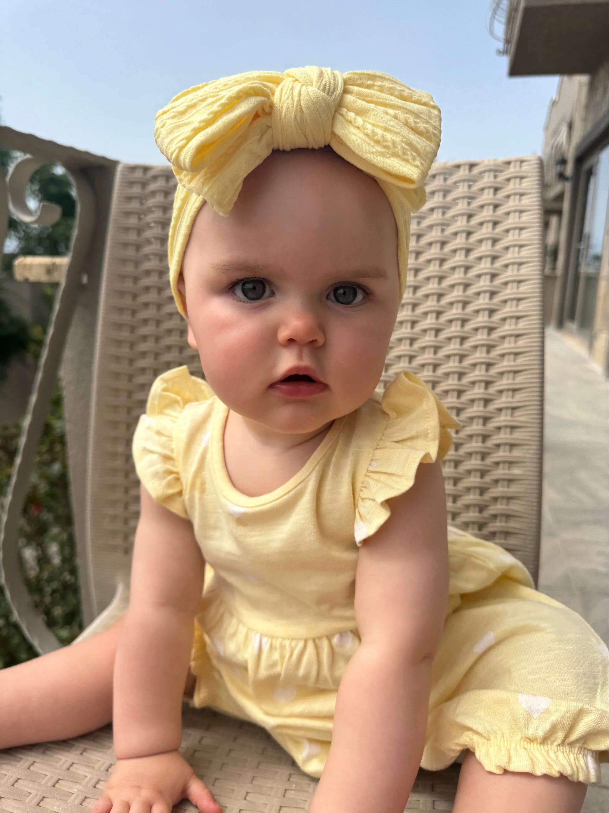 Lemon Larger Bow Headband For Babies From Newborn - Image 1