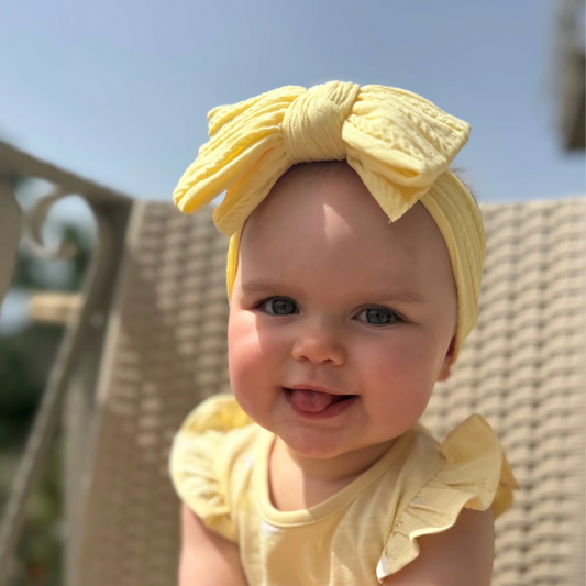 Lemon Larger Bow Cable Knit Headband