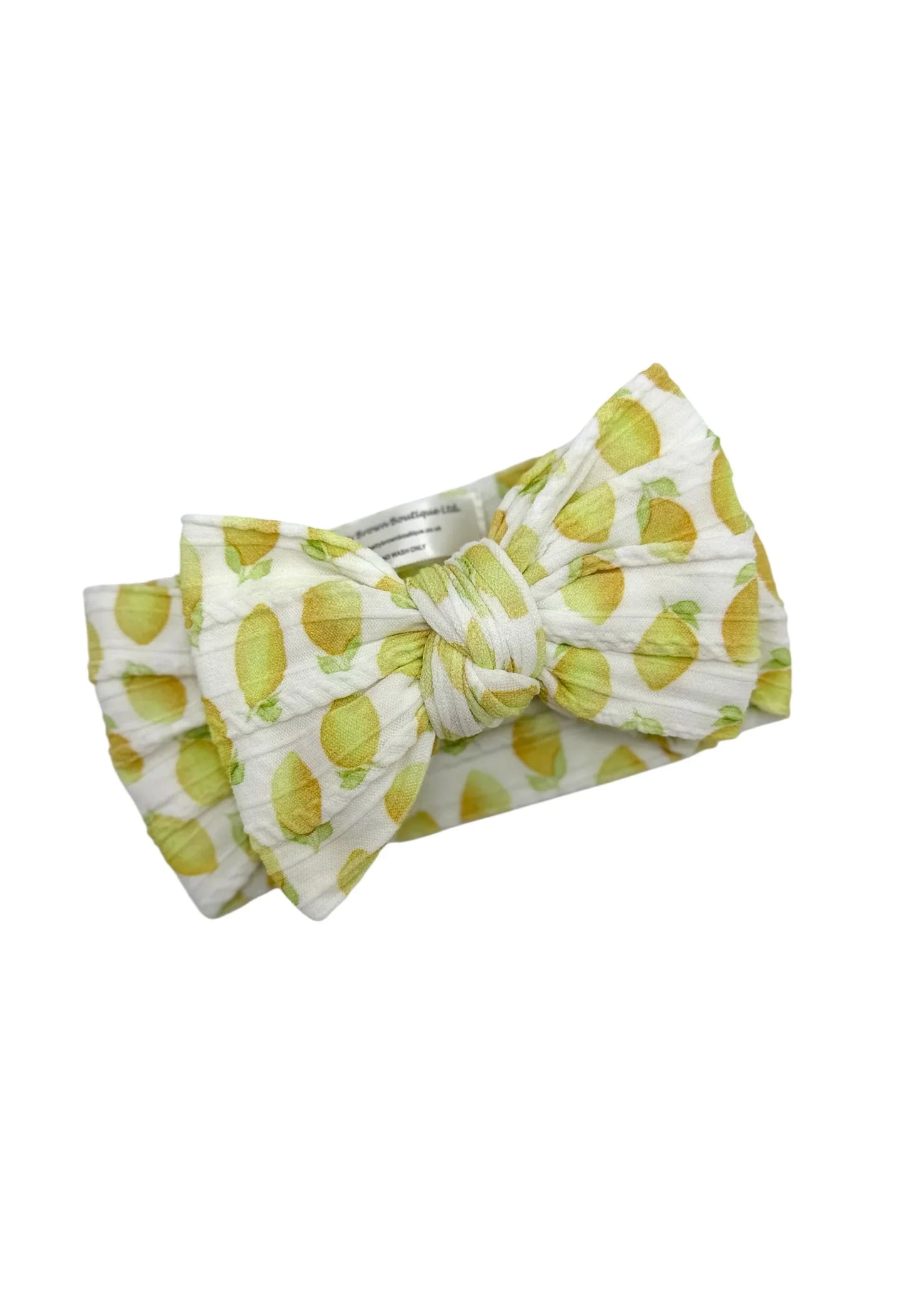Lemon Print Larger Bow Headband For Babies From Newborn - Image 1