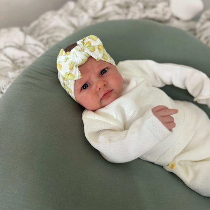 Lemon Print Smaller Bow Headband For Newborns to Age 3 - Image 2